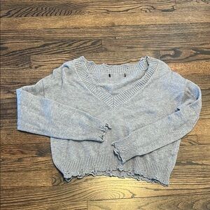 Gray V-Neck Women's Sweater